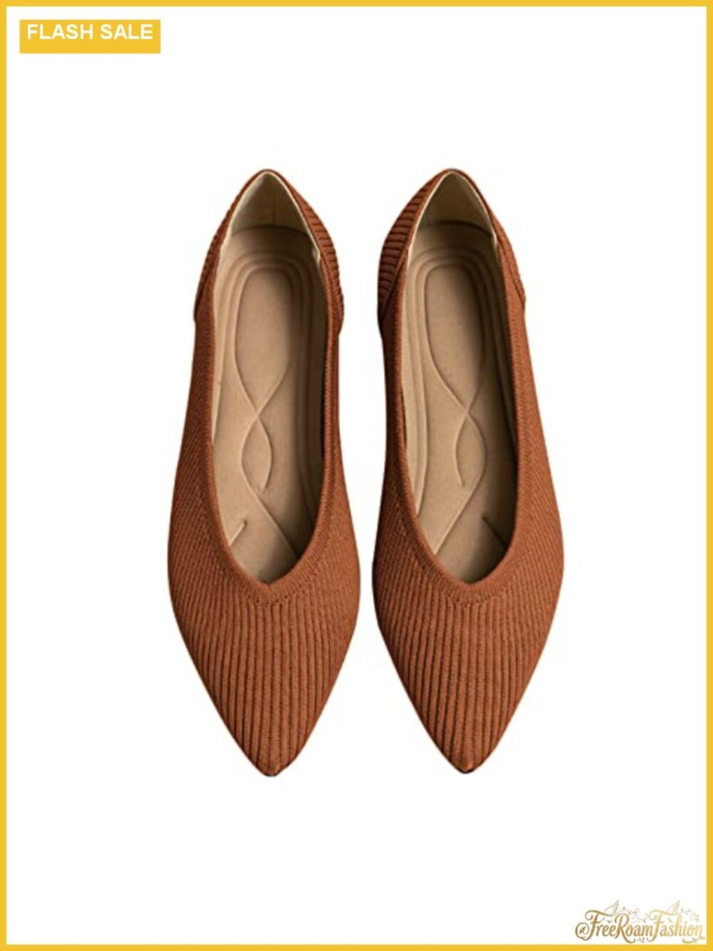Women's Pointed Toe Knit Ballet Flats Slip On Comfortable Dressy Shoes